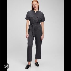 GAP Black Tencel Short Sleeve Jumpsuit Button Up Small